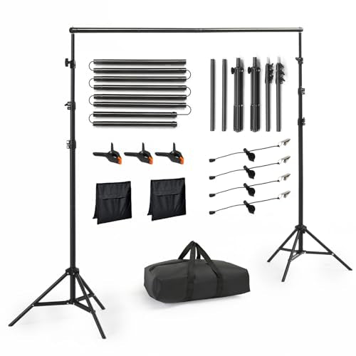 ShowMaven Backdrop Stand, 6.4ft x 10ft Adjustable Photo Background Stand with Carry Bag for Photography Photo Video Studio, Baby Shower, Birthday Party (6.4ftx10ft) - size: 6.4ftx10ft
