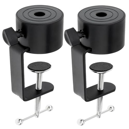 Microphone Stand Table Clamp for Microphone Suspension Boom Scissor Arm Stand Holer, 1/2" Thread Hole Cantilever Bracket Clamp Desk Lamp Clip Fittings Base DIY for Radio Studio Podcast (2)