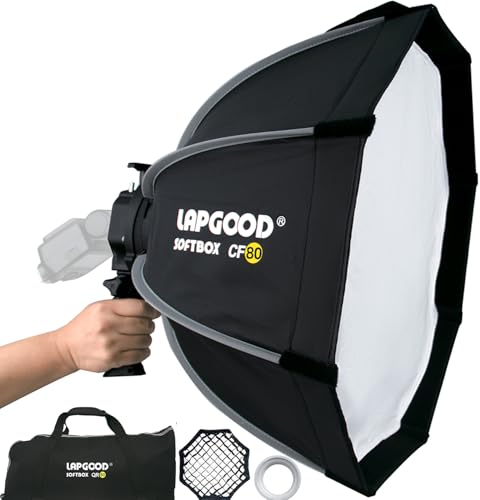 Bowens Mount Softbox 32''/80CM Handheld Quick Set-up, S-Type Bracket Compatible with Godox Canon Sony Fuji YongNuo Flash AD200PRO V1 TT600 V860III 430EXIII SB500 YN320EX YN560 - size: CF 32''