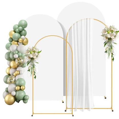 2 Pack Arch Backdrop Stand and Cover Set (7.2FT/6FT), Balloon Arch Stand, Metal Background Arch Stand, Backdrop Arch Frame, Wedding Arch for Backdrop (White Cover) - color: Arch with White Cover-(7.2FT/6FT)