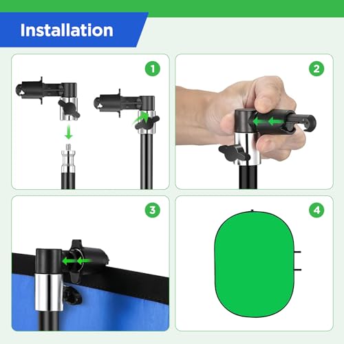 Green Screen Chromakey Backdrop with Clip,Portable 3X5ft Blue&Green Screen 2 in 1 Pop Up Collapsible Backdrop for Photo and Video Shooting,Gaming - color: Green&Blue