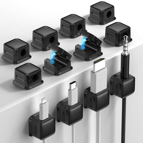 Costop 12 Pack Magnetic Cord Organizer Holder, Strong Adhesive Desk Cable Management, Easy Open, Organize Phone Charging Cords, Wire Holder, Neatly for Home, Office, Car, Desk, Nightstand - Black - color: Black, size: 12Pack