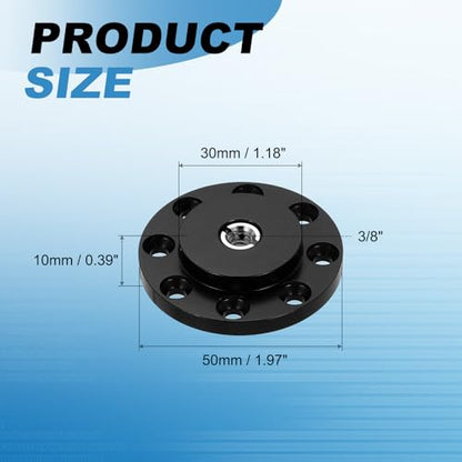 PATIKIL 3/8" Thread Tripod Adapter Holder 30mm Dia, Aluminum Alloy Flange Wall Mount Tripod Mount Plate with 1/4" Adapter Screws for Magic Arms Monitor Light Flash DSLR Camera - size: 3/8" x 50mm