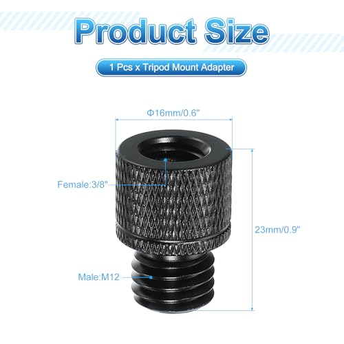 PATIKIL Tripod Screw Adapter 3/8" Female to M12 Male, Tripod Nut Connectors Camera Mount Screw Camera Double Head Converter for Microphone Holder Magic Arms Accessories - size: 3/8" to M12