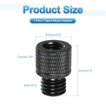 PATIKIL Tripod Screw Adapter 3/8" Female to M12 Male, Tripod Nut Connectors Camera Mount Screw Camera Double Head Converter for Microphone Holder Magic Arms Accessories - size: 3/8" to M12