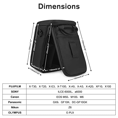 S-ZONE Camera Insert Bag Waterproof Lens Cube Case Compatible with Nikon Canon | Bottom and Side Zipper Openings, Adjustable Shoulder Strap, Compatible with Nikon Canon - color: Black