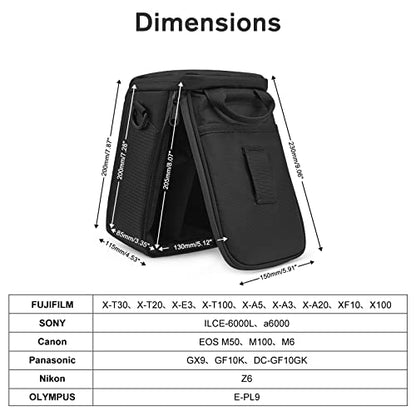S-ZONE Camera Insert Bag Waterproof Lens Cube Case Compatible with Nikon Canon | Bottom and Side Zipper Openings, Adjustable Shoulder Strap, Compatible with Nikon Canon - color: Black