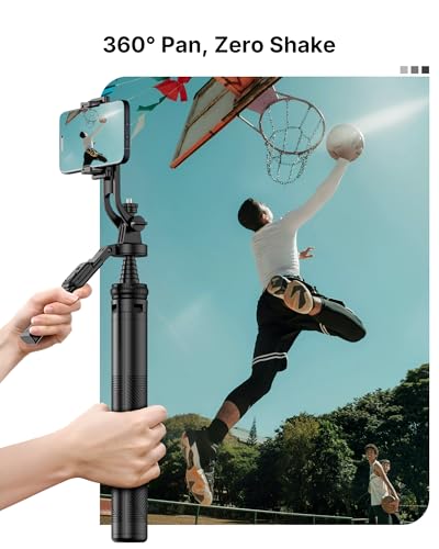4-Leg Phone Tripod, 71-inch Selfie Stick for iPhone & Android | Anti-Slip Quadrapod Base, Snap-Release Phone Holder, Aluminum Alloy Pole for Durability, Secondary Handle Grip for Stability