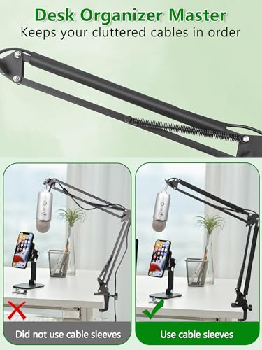 Wire Sleeves for Cables -Mic Boom Arm Cables Sleeve, Tidy up the Wire Harness, Versatile, Flexible and Easy to Install by YOUSHARES (2PCS) - color: Cable Sleeve for Mic Stand