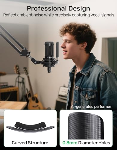 Metal Windscreen Pop Filter Compatible with Audio Technica at2020 at2035 at2050 at8458 Mic Shock Mount, Metal Mesh Cover, Anti-explosion Noise Cover Eliminates Pops and Hisses Sounds, Black - size: AT2020 Windscreen Pop Filter