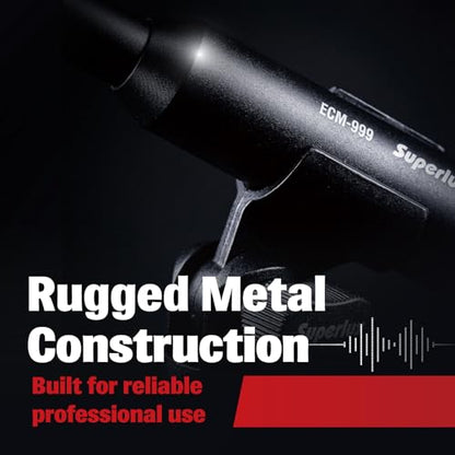 Superlux ECM999 Measurement Microphone, Omnidirectional Condenser Mic - Precision for Room Calibration, Audio Testing & Sound Analysis. Compatible with RTA Systems, Studio Recording (20Hz-20kHz, XLR) - style: XLR