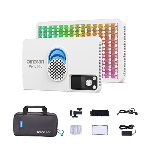 amaran Pano 60c Kit,Compact 60W RGBWW Full Color Panel Light,Support USB-C PD,CCT 2,300K-10,000K,12 Lighting Efects,APP Control w/Softbox Studio Light Photography Lighting (Pano 60c - White) - color: Pano 60c - White