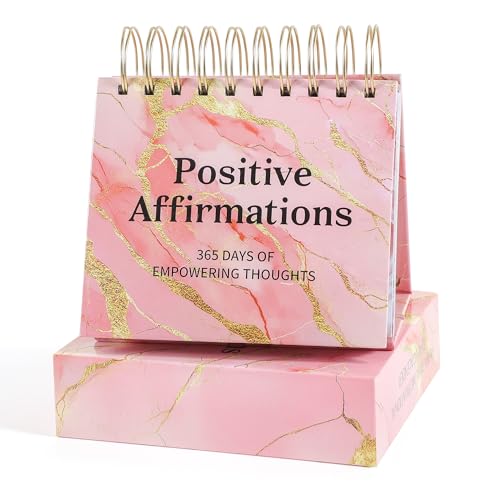 Daily Flip Calendar with Inspirational Quotes - Motivational Perpetual Calendar Desk Office Home Decor for Women, Gifts Desk Accessories for Girls Positive Affirmations - color: Flowing gold