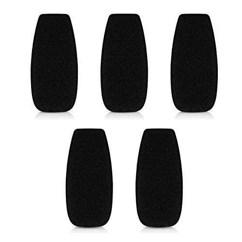 kwmobile Microphone Foam Covers (Set of 5) - 1.8x0.9x0.5 inches (4.8x2.4x1.2 cm) Windscreen Protective Pop Filter Pack for Microphones - Black