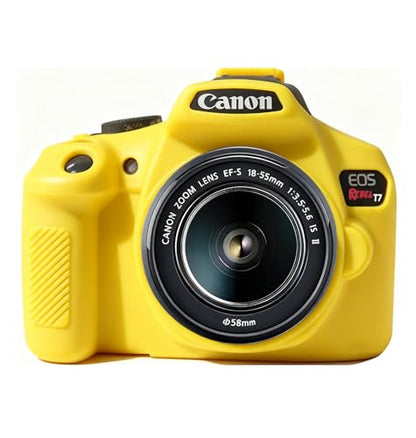 Case for Canon EOS Rebel T7 Rebel T6 Camera, Soft Silicone Rubber Protective Camera Case Cover Accessories, Lightweight, Anti-Scratch with Button Marking for EOS Rebel T7 T6 (Yellow) - color: Yellow