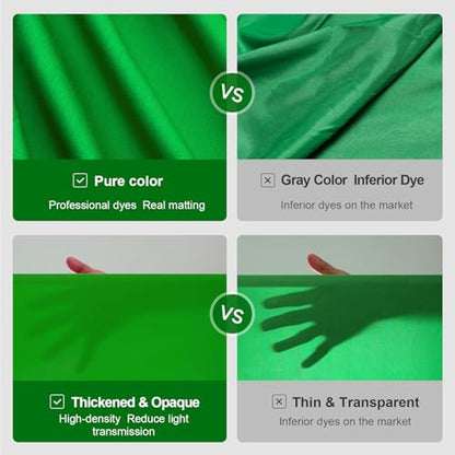 BEIYANG 5 Ft x6.5 Ft Photography Backdrop Green Screen, Green Background Non-Reflective Fabric, Wrinkle Resistance Greenscreen Photo Background for Chromakey Photo Studio Video Shooting - color: Green, size: 5x6.5ft