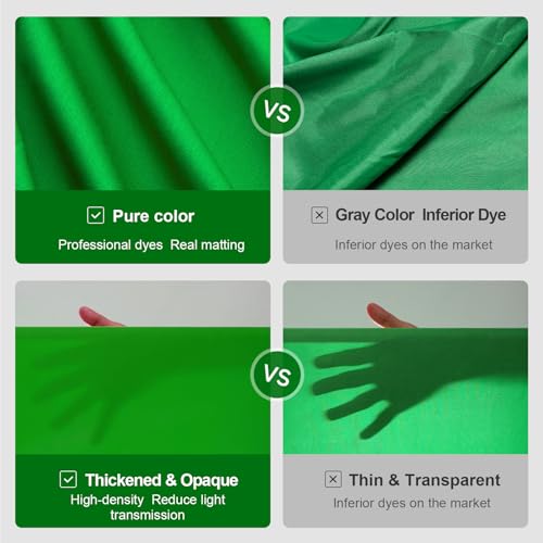 BEIYANG 10 Ft x 12 Ft Photography Backdrop Green Screen, Green Background Non-Reflective Fabric Wrinkle Resistance，Photo Background for Photo Studio Video Film Shooting Props - color: Green, size: 10x12ft