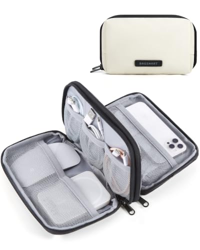 BAGSMART Electronics Organizer Travel Case, Cable Charger Cord Tech Organizer Pouch for Phone Charger Accessories, Beige - color: 05-Beige