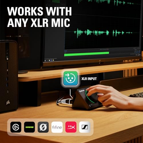 Elgato Wave XLR MK.2 USB Audio Interface and DSP Mixer | 80dB gain, Onboard voice effects, LED level feedback, Touch mute, Ultra-low-latency monitoring, Works with Stream Deck