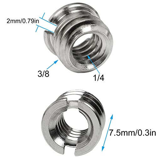 1/4"-20 Female to 3/8"-16 Male Tripod Thread Adapter LUORNG 10PCS Standard Screw Adapter Reducer Bushing Converter for DSLR Camera Camcorder Monopod Stand, 3/8 to 1/4 Tripod