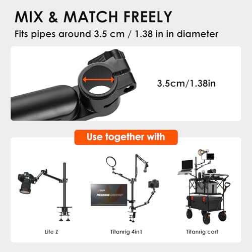 TARION Modular Desktop Camera Mount - 19"/48 cm DSLR Desk Arm with 1/4" Screw Ballhead 360 Degrees Adjustable - Compatible with 35 mm Rods - Titanrig Arm Z - size: Arm Z (Camera)