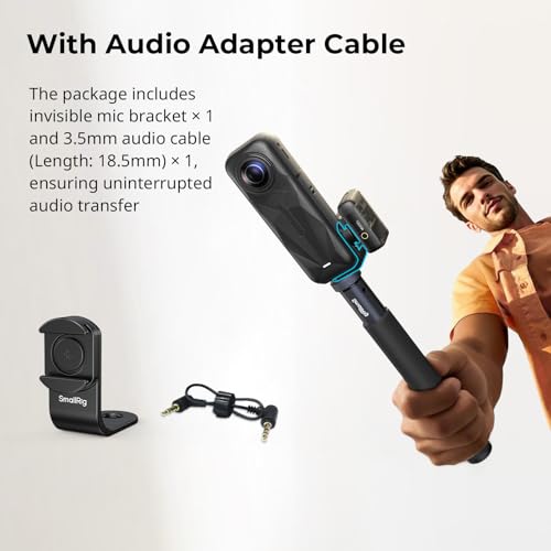 SMALLRIG Cold Shoe Mount 360° Adjustable for Insta360 X5 / X4 Accessories, Invisible Microphone Mount for DJI Mic 3 Transmitter, with 18.5mm Audio Adapter Cable - 5825 - style: Cold Shoe Mount