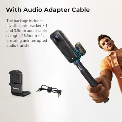 SMALLRIG Cold Shoe Mount 360° Adjustable for Insta360 X5 / X4 Accessories, Invisible Microphone Mount for DJI Mic 3 Transmitter, with 18.5mm Audio Adapter Cable - 5825 - style: Cold Shoe Mount