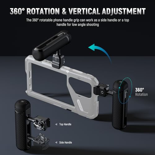 NEEWER PA045E Side Handle with Bluetooth Remote Shutter, Quick Release Clamp, Anti Off Cold Shoe for NEEWER 2nd Gen Phone Cage for 15 Pro/15 Pro Max/S24 Ultra, Silver Lock - style: PA045E