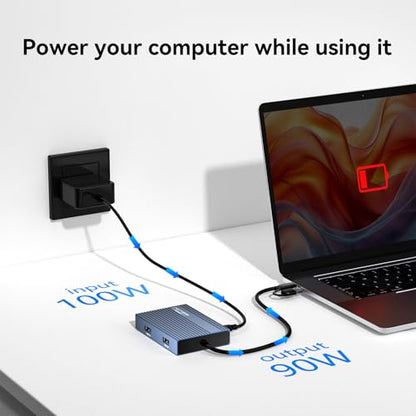 ACASIS USB C to Dual HDMI DisplayLink Adapter, 4K@60Hz, 2 HDMI & 3 USB-A Ports, 100W PD Charging, USB C DisplayLink Docking Station for Mac M1/M2/M3/M4/M5/Neo/Windows,USB A/C to Dual Monitor Adapter - color: Gray