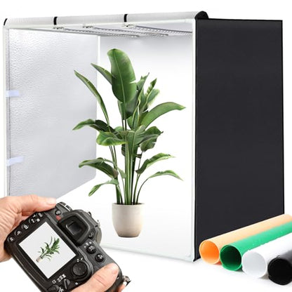 PULUZ 32"x32" Large Photo Studio Light Box, 90W 14000LM High CRI95+ Lighting with 4 Backdrops 3 Stepless Dimming LED Panels & Carry Bag Professional Shooting Tent for Product Photography - size: 32 Inch
