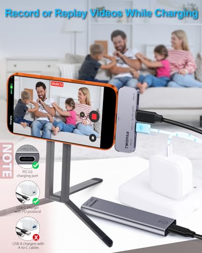 TWOPAN USB C iPhone Hub for ProRes Video Recording - Ultra-Slim Aluminum USB 3.2, Dual USB-C, Micro SD, and Charging Port Hub for iPhone 17/16/15 Pro/Pro Max