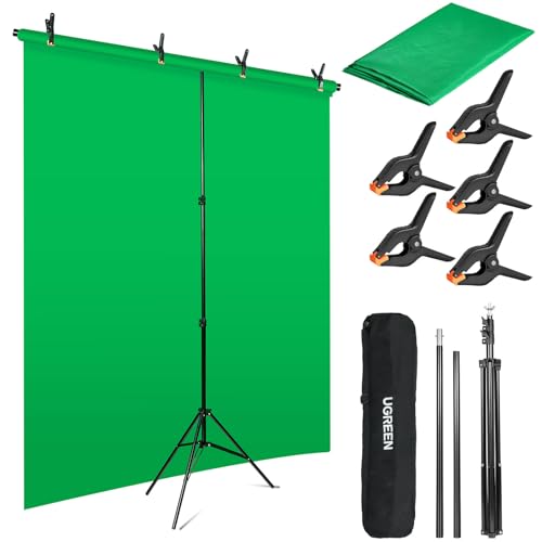Green Screen Backdrop Kit 6.5x5 ft Portable Chroma Key Background with T-Shaped Stand, 5 Spring Clamps & Carrying Bag – for Zoom, YouTube, TikTok, Gaming, Streaming, Photography (Green)