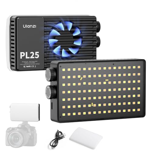 ULANZI PL25 Video Light, 25W LED Camera Light Mini Panel Bi-Color for DSLR Photography, 3200Lux, CRI≥96 2700K-6500K, 2000mAh Rechargeable Portable On-Camera Lighting for Photo, Video, YouTube, Vlog