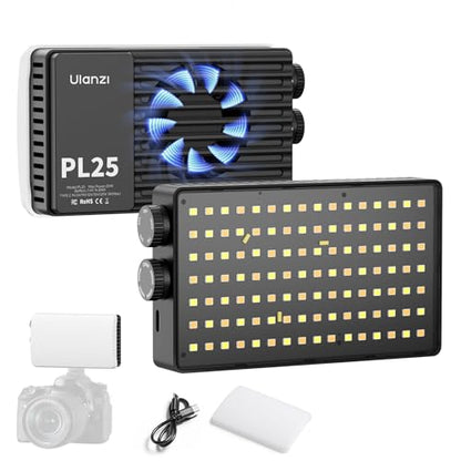 ULANZI PL25 Video Light, 25W LED Camera Light Mini Panel Bi-Color for DSLR Photography, 3200Lux, CRI≥96 2700K-6500K, 2000mAh Rechargeable Portable On-Camera Lighting for Photo, Video, YouTube, Vlog