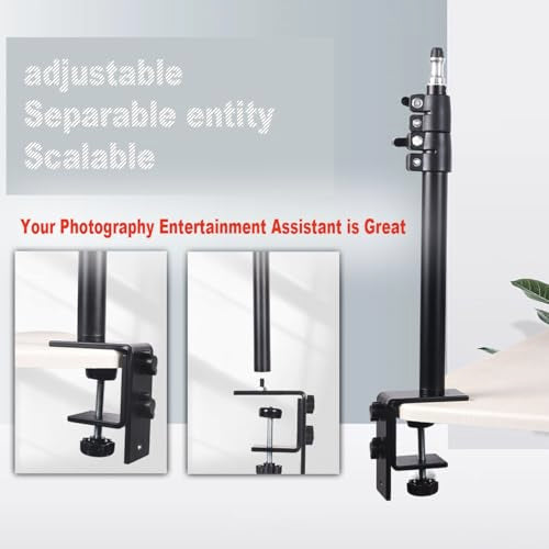 Camera Desk Mount Table Stand - Height & Angle Adjustable Light Stand 360° Rotation, Lightweight Aluminum for Live Streaming, Video Conferencing | Ideal for Content Creators, Photographers