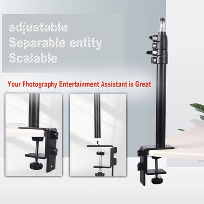 Camera Desk Mount Table Stand - Height & Angle Adjustable Light Stand 360° Rotation, Lightweight Aluminum for Live Streaming, Video Conferencing | Ideal for Content Creators, Photographers