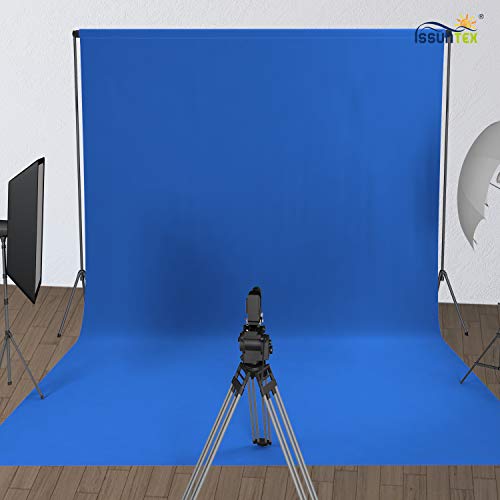 ISSUNTEX 6X9 ft Background Muslin Backdrop, Photo Studio, Collapsible High Density Screen for Video Photography and Television-Blue - color: Blue, size: 6X9 ft