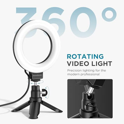 InnoGear 60 LED Ring Light with Stand for Computer Selfie Video Conference | video conference lighting, on camera video light, adjustable, 5 colors, 10 brightness levels, flexible positioning