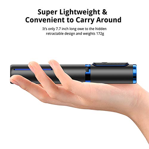 ATUMTEK Selfie Stick Tripod, 3-in-1 Extendable Aluminum Phone Tripod with Detachable Bluetooth Remote, Compatible with iPhone 17/16/15/14/13/12/11/11 Pro/XS Max/XR and Samsung Smartphones, Blue - color: Blue