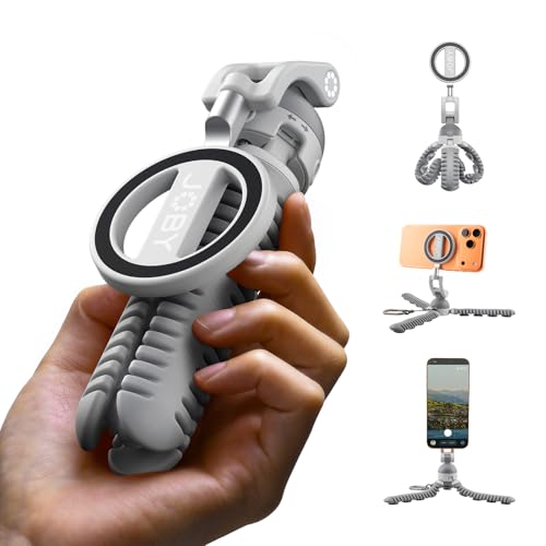 JOBY PodZilla™ SuctionTripod Magnetic Kit,Flexible Magnetic Tripod with Suction Legs, 360° Rotation & Dual-Angle Adjustment, Wrap-Anywhere Mount for iPhone Vlogging, Gym, Car, Outdoor & Travel(Grey) - color: grey