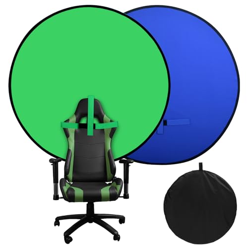 Portable Blue Green Screen Chair, 57 in Greenscreen Backdrop with Stand 2-in-1Double Sided Foldable Green Background, for Video Chats and Meetings, Photography, Photo Zoom, Streaming Games - color: Green/Blue