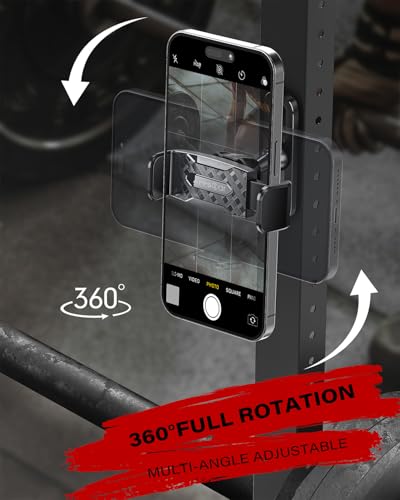 APPS2Car Magnetic Phone Holder for Gym, Alloy Base and Joint for Strong Hold, 360° Adjustable, Compatible with 4.7-6.5 Inch iPhone & Android Phones, Gym Accessories Gift for Men Women - size: Black - 1 Pack