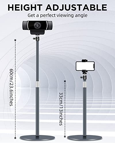 Webcam Stand, Light Stand Tripod with 360° Rotatable Ballhead for DSLR Camera, Ring Light, Webcam, Desktop Tripod for Video Recording, Shooting, Game Streaming, YouTube - size: 11.8‘’-23.6‘’ Q