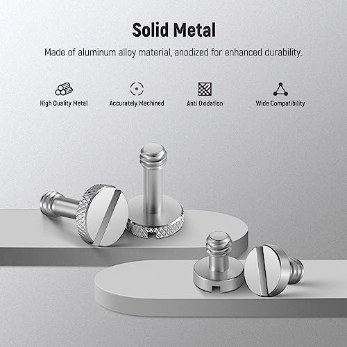 NEEWER 15PCS 1/4" Screws with Storage Cases, 3 Sizes Stainless Steel 1/4"-20 Slotted Camera Screw Kit Tripod Screw Quick Release Mounting Replacement Screw, Built for Extended Use, UA026