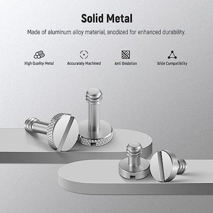 NEEWER 15PCS 1/4" Screws with Storage Cases, 3 Sizes Stainless Steel 1/4"-20 Slotted Camera Screw Kit Tripod Screw Quick Release Mounting Replacement Screw, Built for Extended Use, UA026
