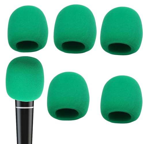 6 PCS Green Thicken Ball-Type Sponge Foam Mic Cover Handheld Microphone Windscreen Shield Protection Micro Foam Filter for KTV Broadcasting - color: Green
