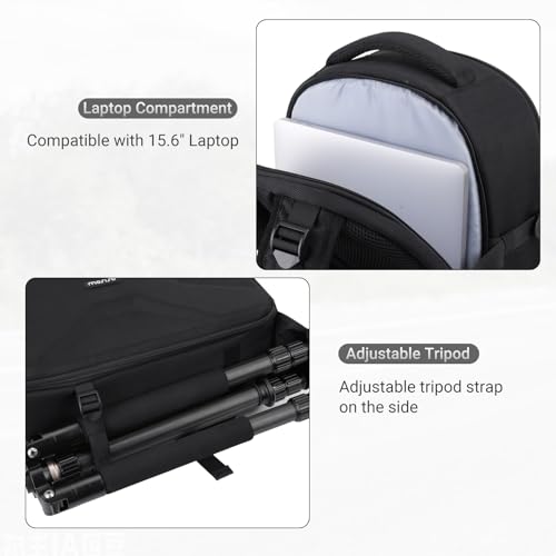 MOSISO Camera Backpack, DSLR/SLR/Mirrorless Photography Backpack, Camera Bag with Tripod Holder&15.6 inch Laptop Compartment&Rain Cover Compatible with Canon/Nikon/Sony/DJI Mavic Drone, Black - color: Black