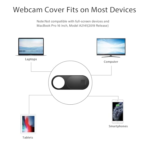ZUCUCUC Laptop Camera Cover Slide, Camera Cover, 6 Pack Ultra Thin Webcam Cover Slide for Laptop, Desktop, PC, Tablet, Smartphone, Protect Your Privacy and Security(Black) - color: Black (Large 6 Pcs)