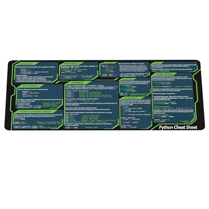 Designfullprint Python Cheat Sheet Mousepad for Beginner, Python Reference Guide Desk Mat, Python CheatSheet for Software Engineers, Gift for AI Programmer Desk Mat KMH - color: Python Mat