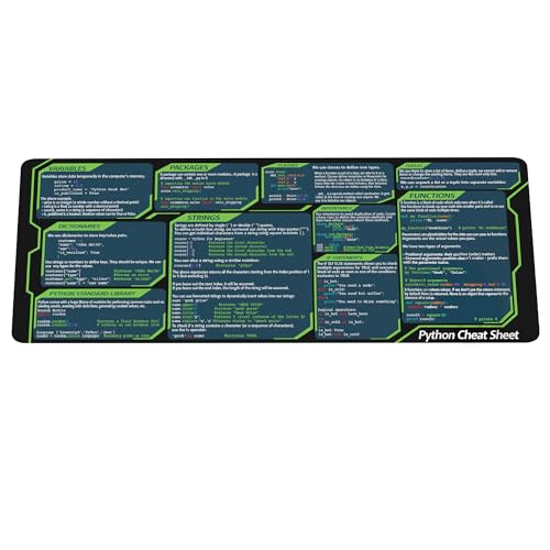 Designfullprint Python Cheat Sheet Mousepad for Beginner, Python Reference Guide Desk Mat, Python CheatSheet for Software Engineers, Gift for AI Programmer Desk Mat KMH - color: Python Mat